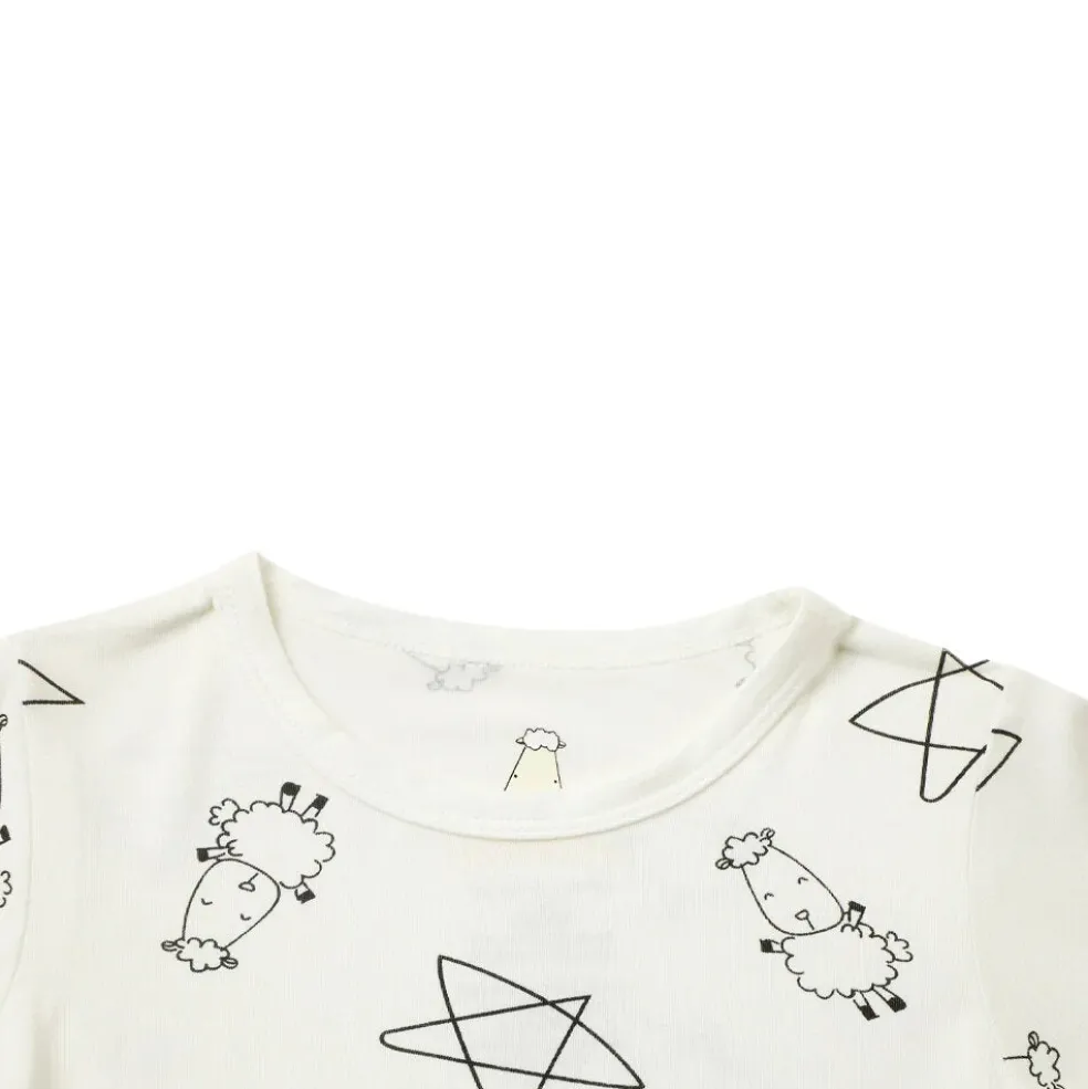 Baa Baa Sheepz Pyjamas Set Cute Big Star & Sheepz - White