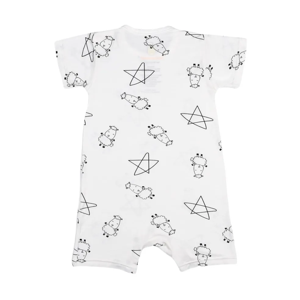 Baa Baa Sheepz Romper Short Sleeve Cute Big Star & Sheepz - White