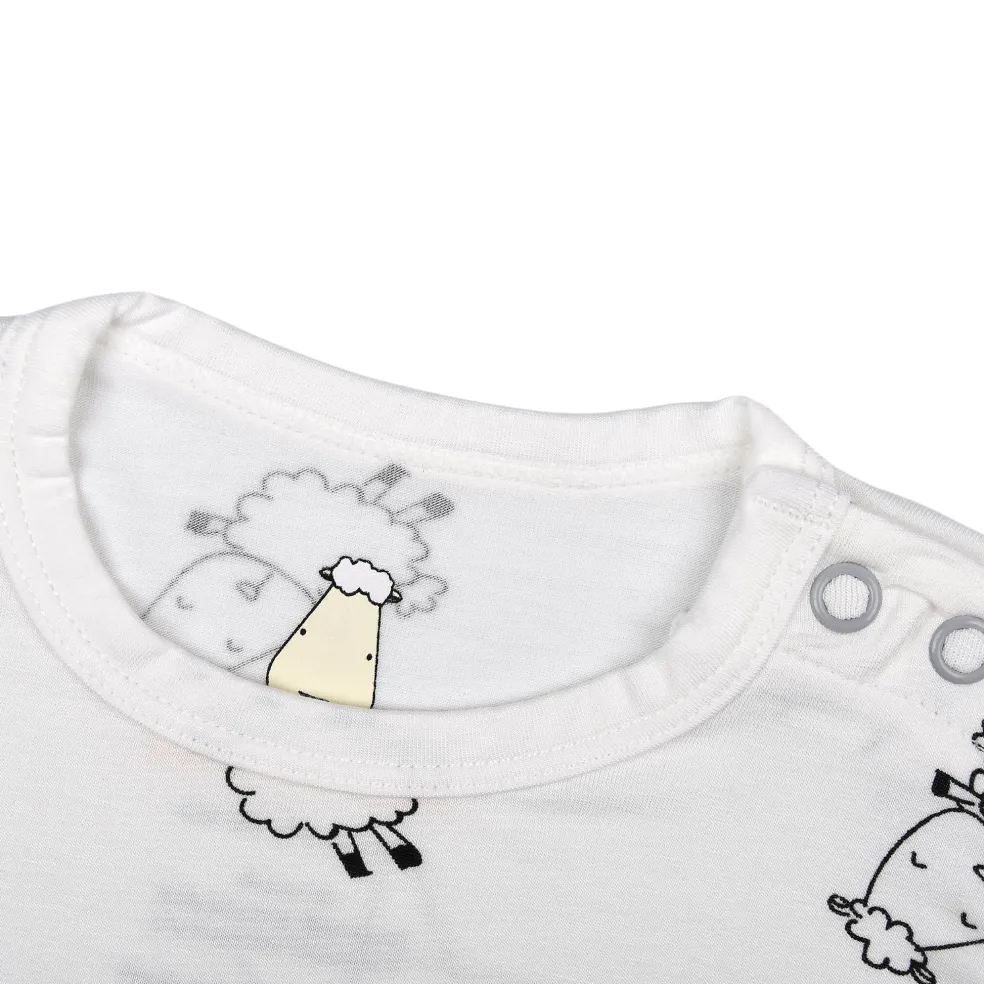 Baa Baa Sheepz Romper Short Sleeve Cute Big Star & Sheepz - White
