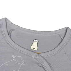 Baa Baa Sheepz Romper Side Snap Cute Big Star & Head - Grey