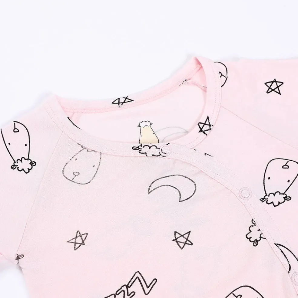Baa Baa Sheepz Romper Side Snap Sweet Dreams Baa Baa - Pink