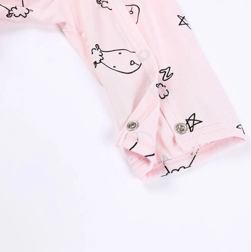 Baa Baa Sheepz Romper Side Snap Sweet Dreams Baa Baa - Pink
