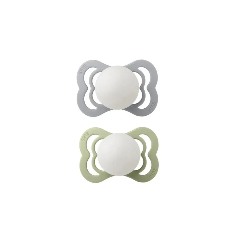 BIBS Couture 2 Pack Sage Night / Cloud Night Latex Pacifier 6-18 Months