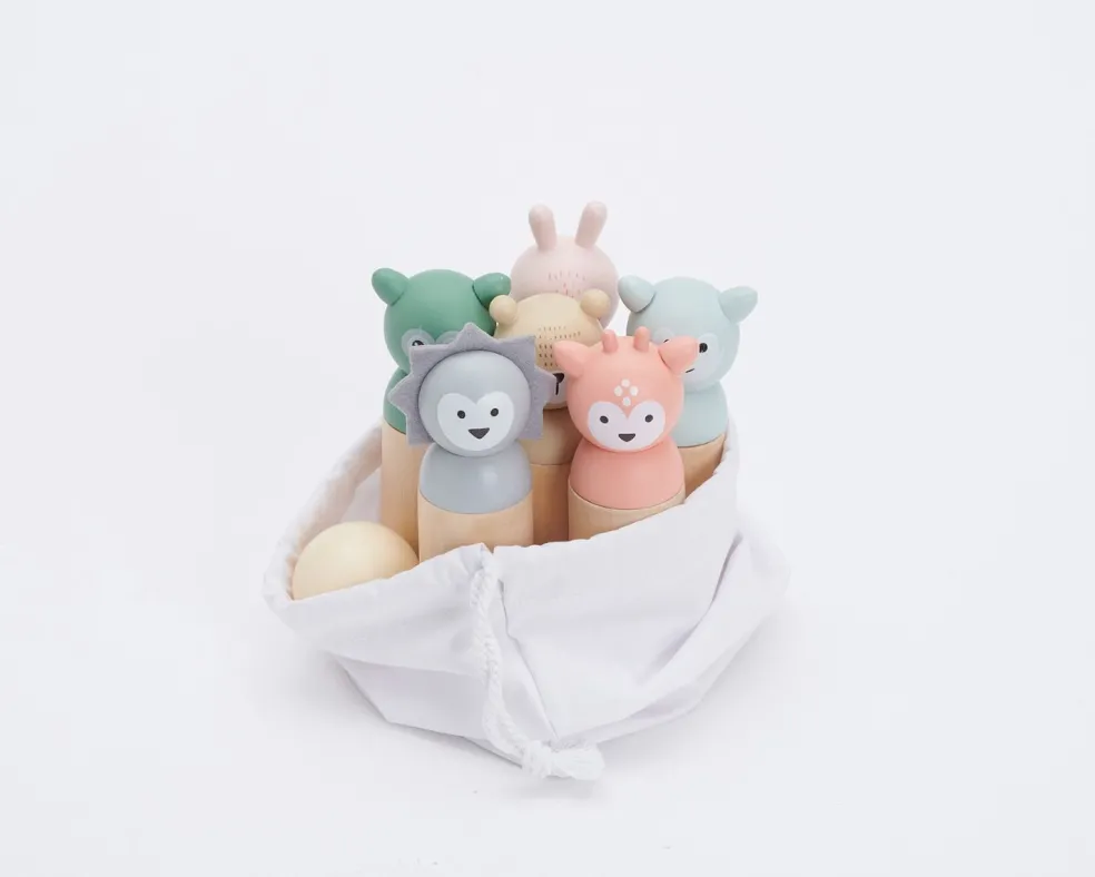 Bubble Wooden Animal Bowling Set