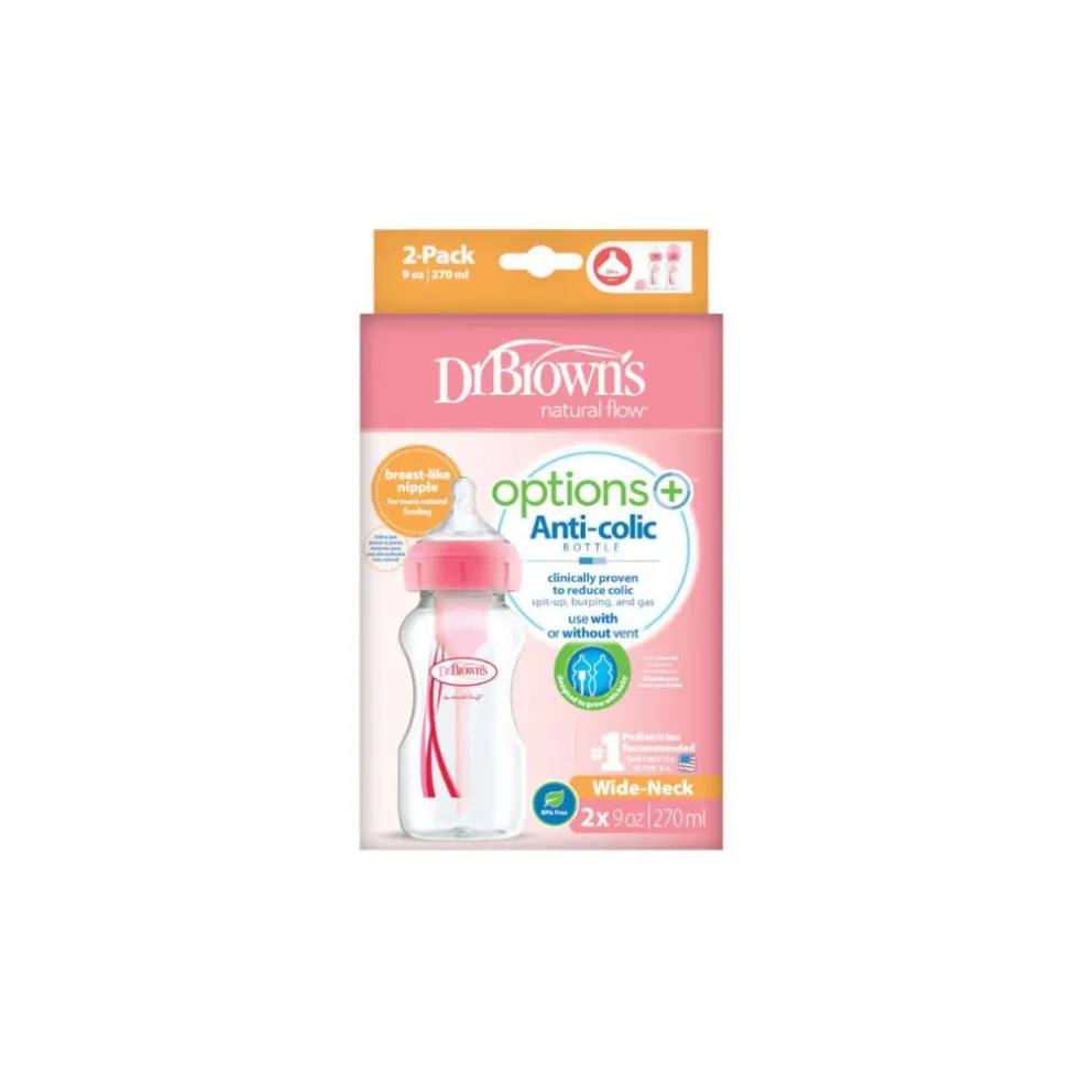 Dr. Brown’s 270ml PP Wide-Neck “Options+” Bottle, 2-Pack