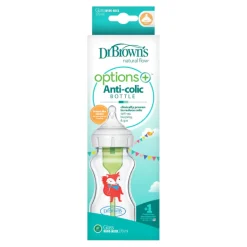 Dr Brown’s Options+ Wide Neck Glass Bottle, Cartoon Fox, 270 ml, 1-Pack