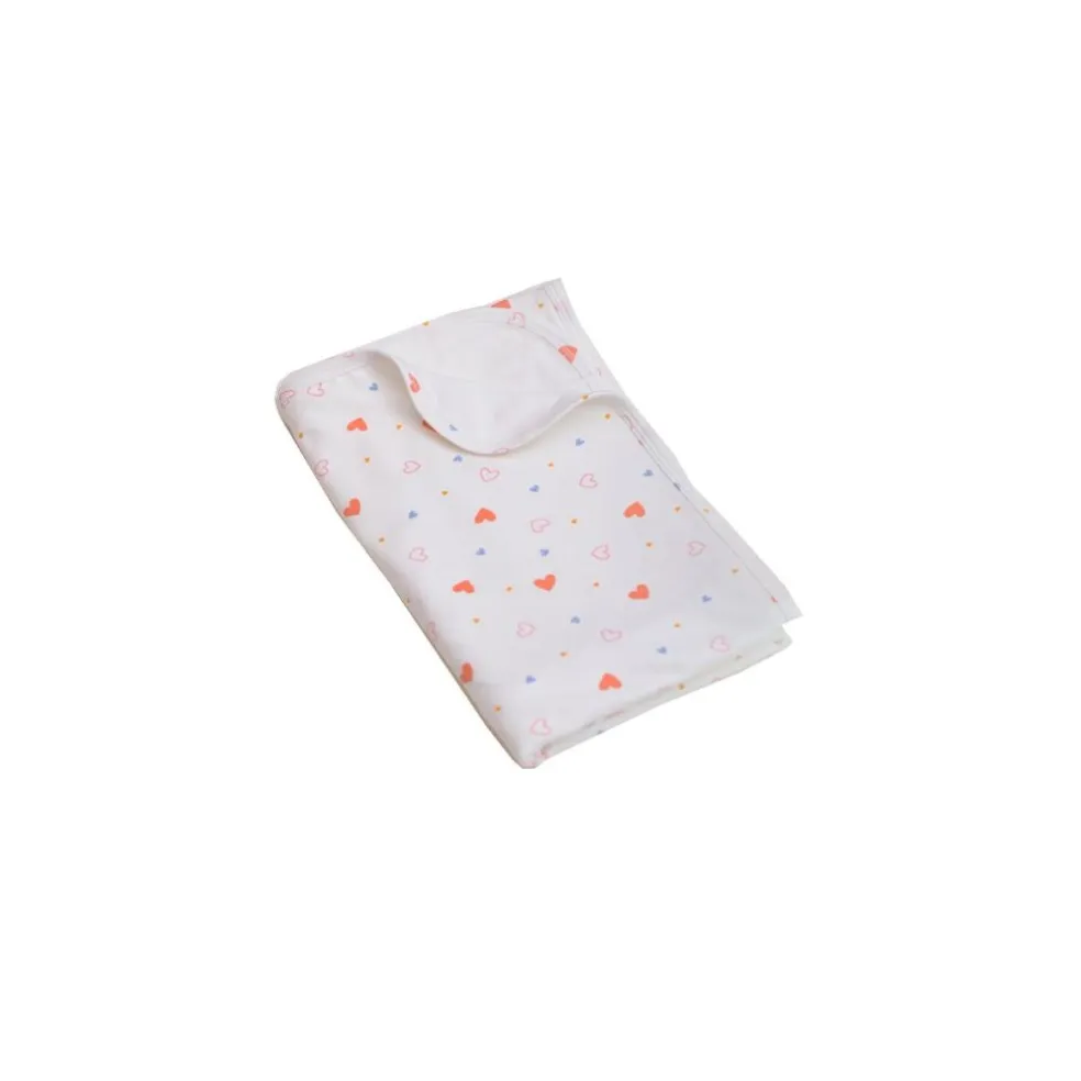 Elly Jersey Blanket - White Hearts