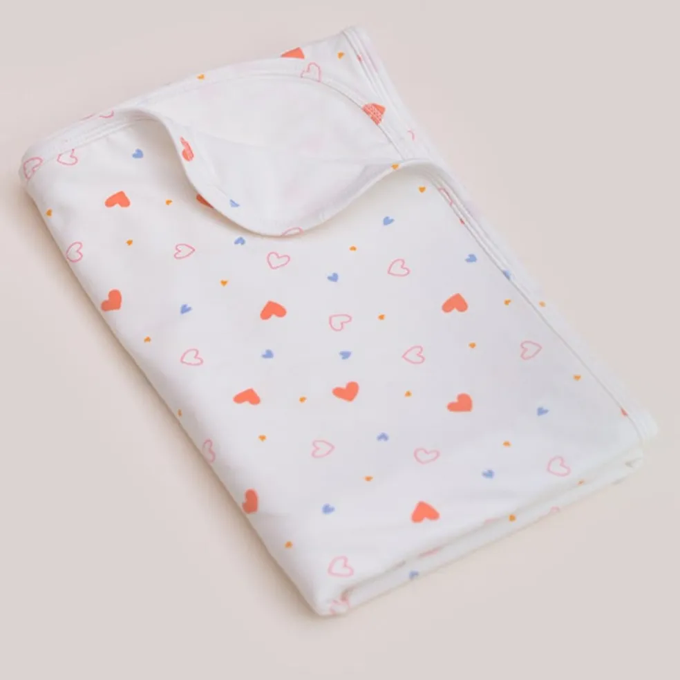 Elly Jersey Blanket - White Hearts