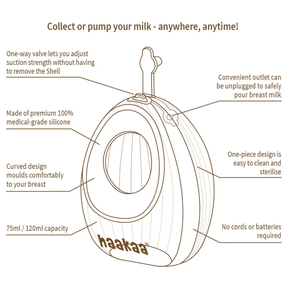 Haakaa Shell Wearable Silicone Breast Pump 120ML 2 Pack