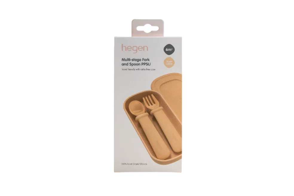 Hegen Multi-stage Fork and Spoon PPSU with Case (Taupe)