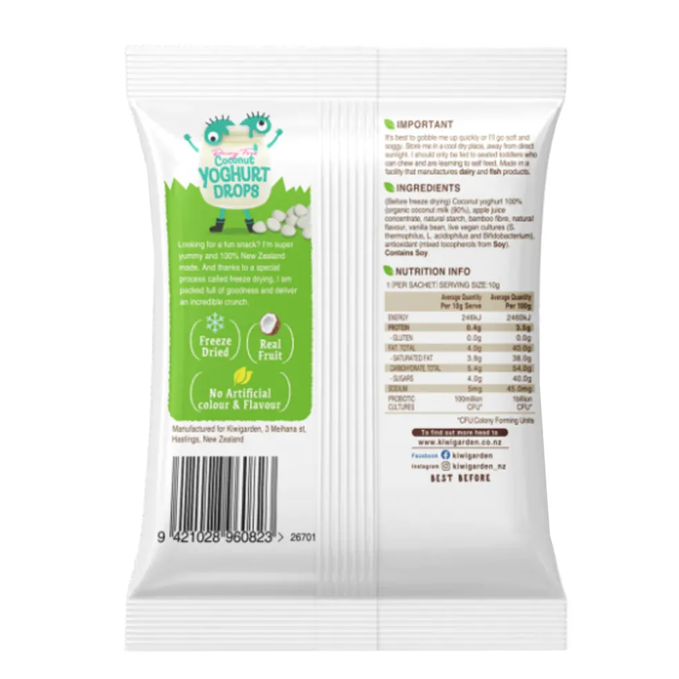 KiwiGarden Vanilla Coconut yoghurt drops (Dairy Free) 10g