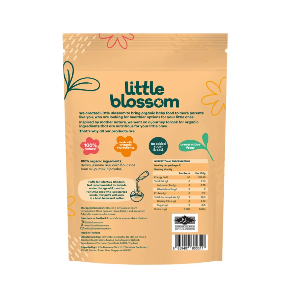 Little Blossom Organic Brown Rice Puffs | Pumpkin