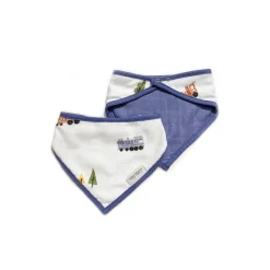 Little Rei Bandana Bib 2 Pc - Blue Train