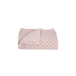 Living Textiles 100% Cotton Lattice Knit Baby Blanket - Blush Pink