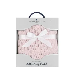 Living Textiles 100% Cotton Lattice Knit Baby Blanket - Blush Pink