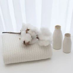 Living Textiles Organic Cot Cellular Blanket - Natural White