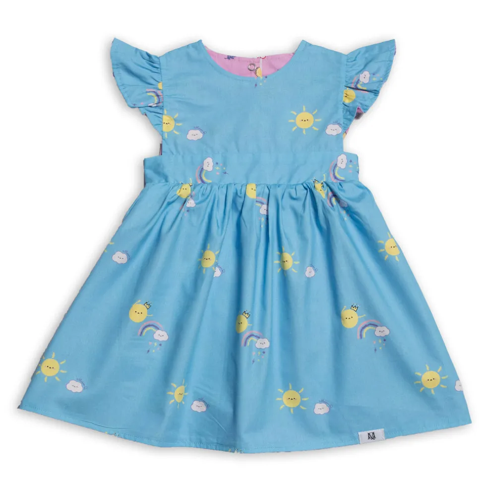 Maison Q Sunshine Reversible Flared Sleeves Dress