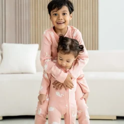 Motherswork x Le Petit Society Baby Organic Zip Sleepsuit in Swan Print