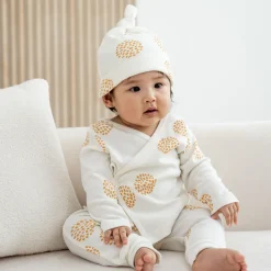 Motherswork x Le Petit Society Baby Organic Long Sleeve Kimono Top in Dandelion Print