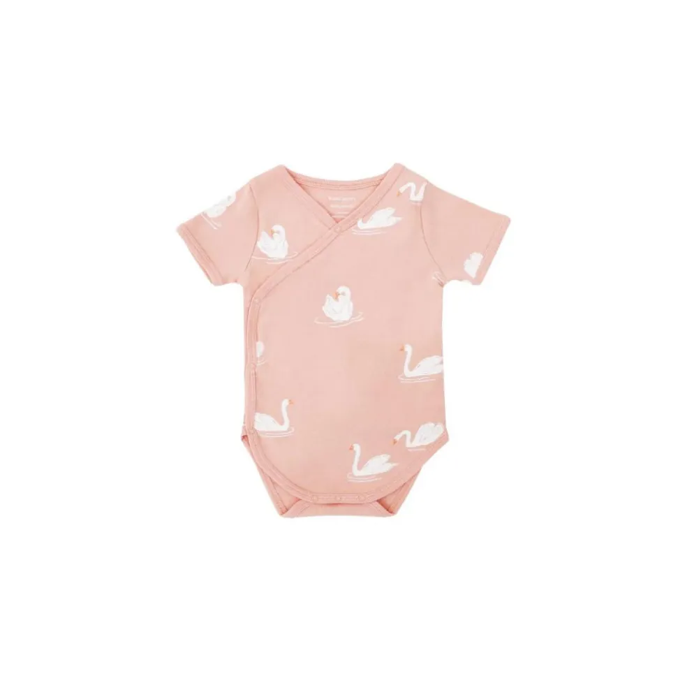 Motherswork x Le Petit Society Baby Organic Kimono Romper in Swan Print