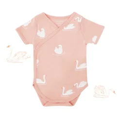 Motherswork x Le Petit Society Baby Organic Kimono Romper in Swan Print