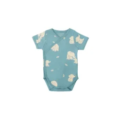 Motherswork x Le Petit Society Baby Organic Kimono Romper in Elephant Print