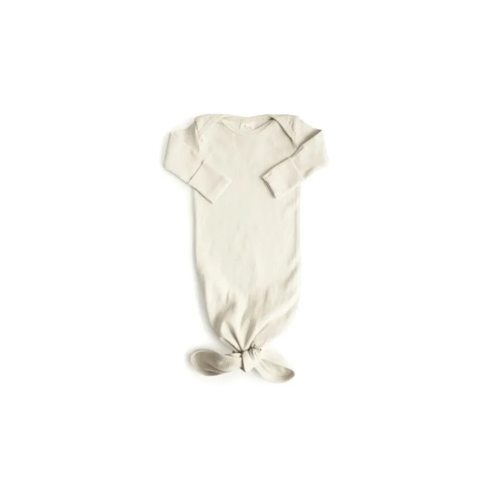 Mushie Ribbed Knotted Baby Gown