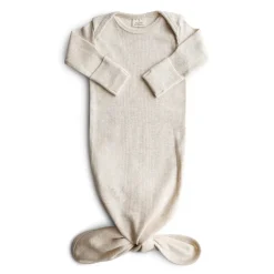 Mushie Ribbed Knotted Baby Gown