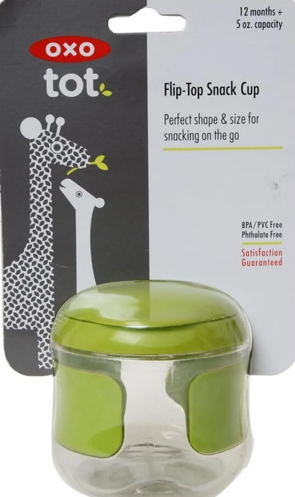 OXO Tot Flip-Top Snack Cup, Green (5Oz)
